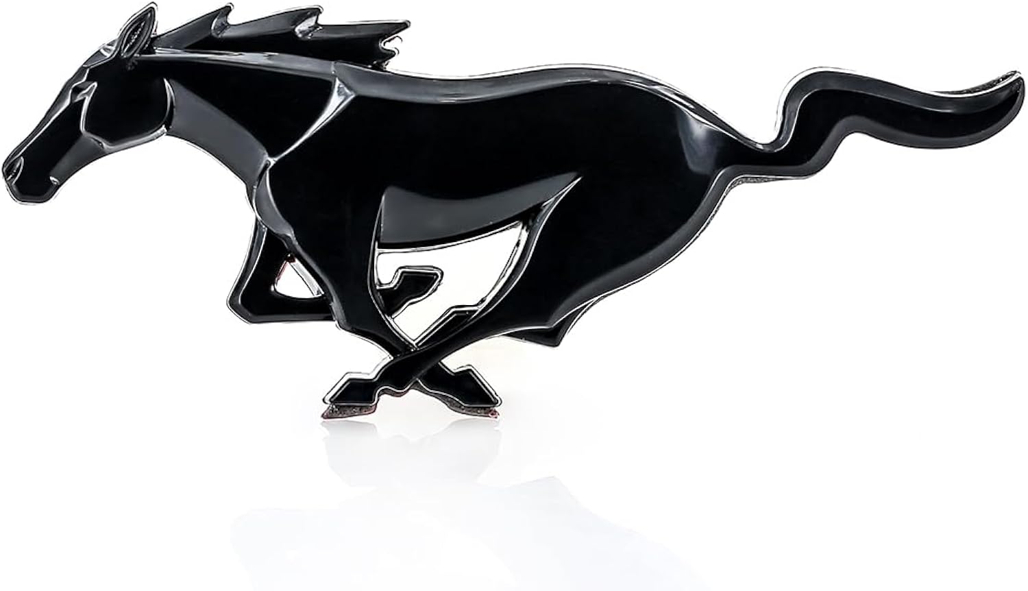 Official Ford Product. Mustang Pony Logo Plastic Emblem. Industrial Strength 3M Adhesive Backing. 3 1/4" Long. (Black) (Black)