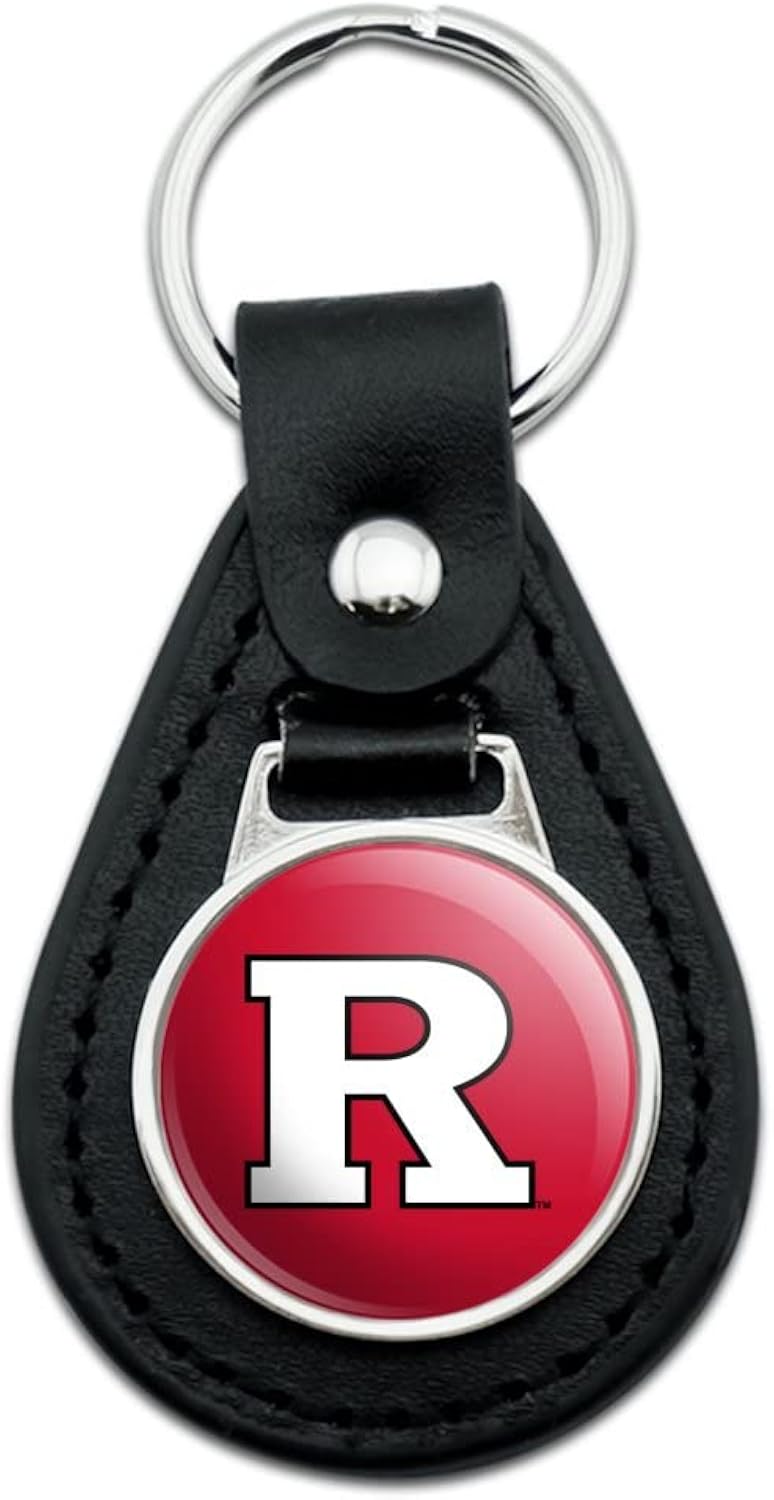 Black Leather Rutgers Scarlet Knights Logo Keychain