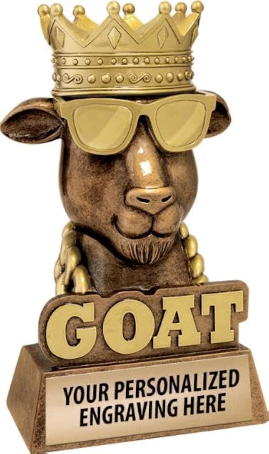 Crown Awards G.O.A.T. Sculpture Trophy, 7" Customizable Award - Add Your Own Engraving