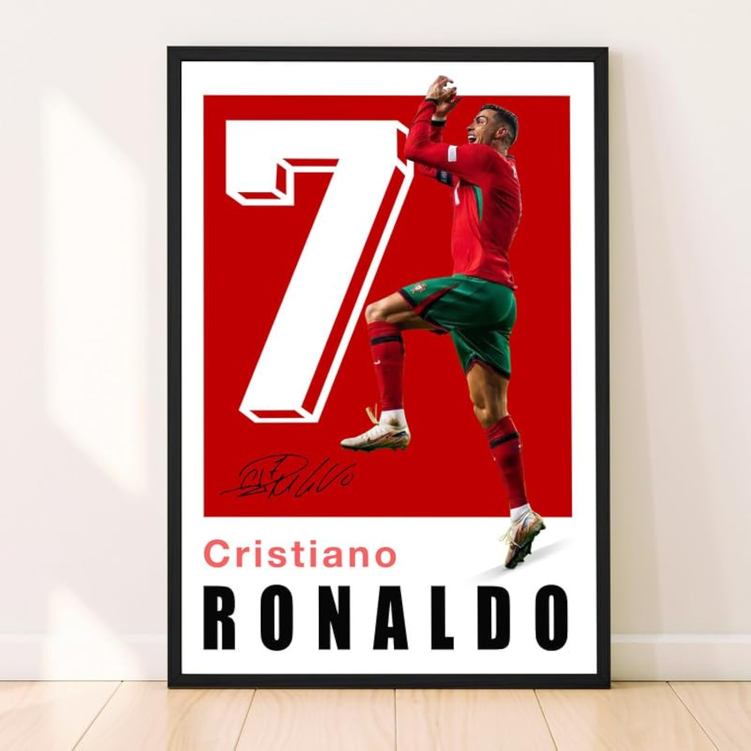 Ronaldo Poster, Famous Soccer Player Posters, Cristiano Ronaldo Posters For Boys Bedroom, Soccer Wall Art, Gift for Fan Football, Cristiano Ronaldo Wall Art, Living Room Sport Room Gift for Fan Football - 12x18 Inches