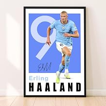 Haaland Poster, Famous Soccer Player Posters, Erling Haaland. Posters For Boys Bedroom, Soccer Wall Art, Gift for Fan Football, Erling Haaland Wall Art, Living Room Sport Room Gift for Fan Football - 24x36 Inches