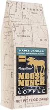 Moose Munch Maple Vanilla Ground Coffee – Smooth Maple Sweetness with Vanilla Flavored Medium Roast Coffee - 12 Ounce Bag