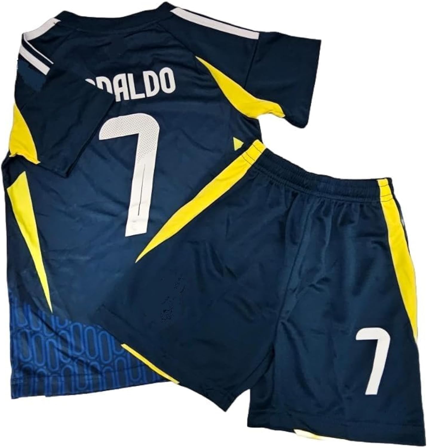 #7 Kids Soccer Jersey and Shorts Set, Navy/Yellow, Boys Football Training Uniform