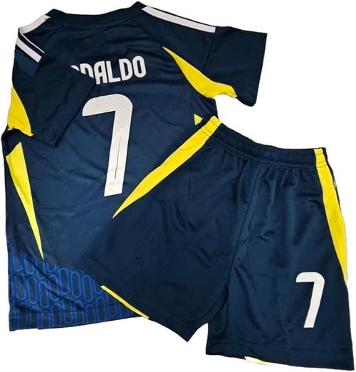 #7 Kids Soccer Jersey and Shorts Set, Navy/Yellow, Boys Football Training Uniform
