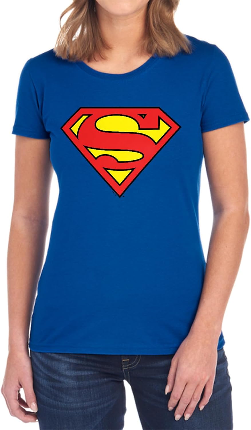 Classic Superman Classic Logo Womens Premium Cotton Short Sleeve Graphic T-Shirt
