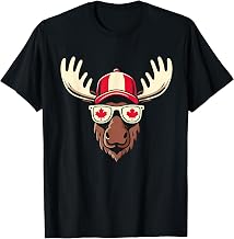 Canada Day Canadian Flag Maple Leaf Moose Sunglasses T-Shirt