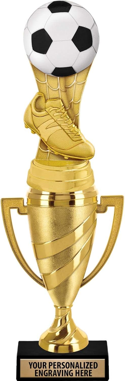 Crown Awards Soccer Trophy, 14" Gold Cup Colorific Soccer Trophies with Free Personalization Prime