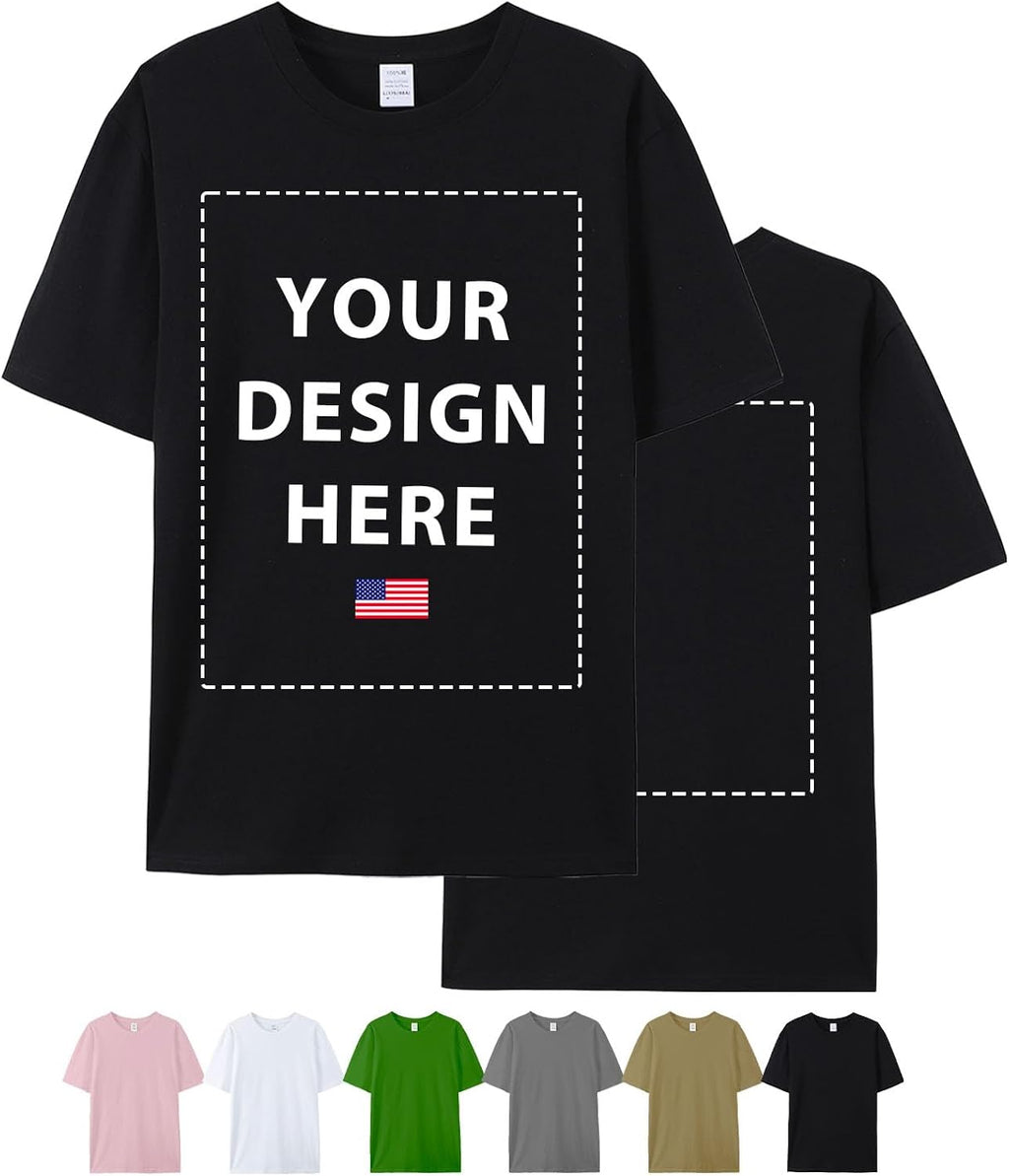 Custom T Shirts for Men Women, Personalized Shirts with Front & Back Print, Design Your Own Custom T-Shirt with Photo