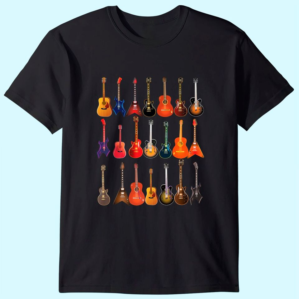Cute Guitar Rock N Roll Musical Instruments T Shirt