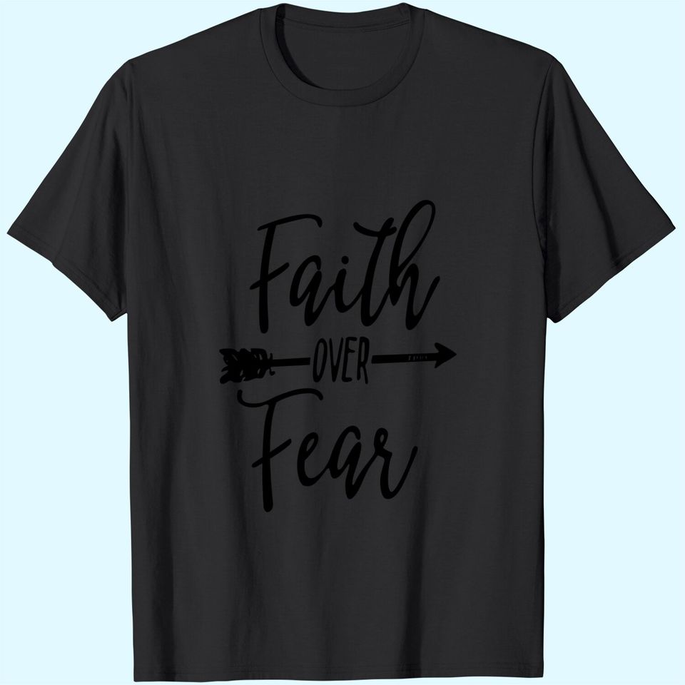 Womens Faith Over Fear Long Sleeve T Shirt Summer O Neck Casual Cute Graphic Tees Tops