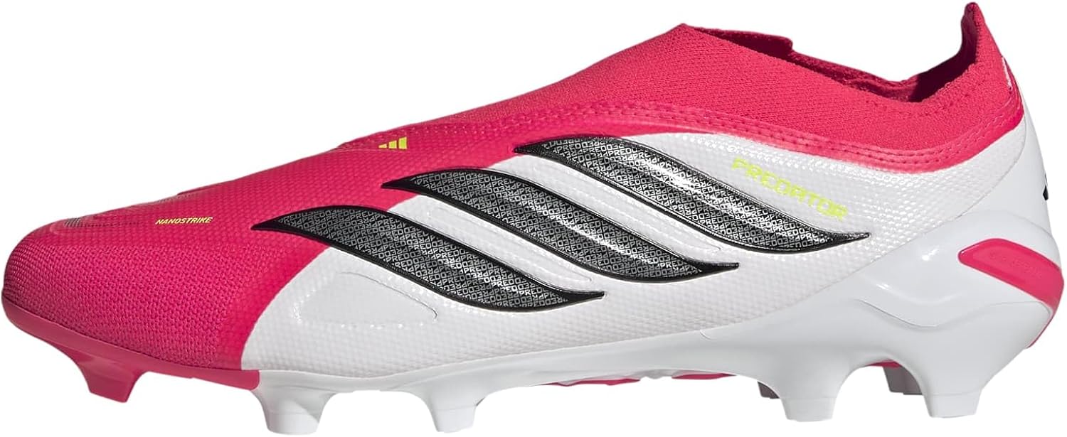 League Laceless Firm Ground Soccer Cleats - Red, White