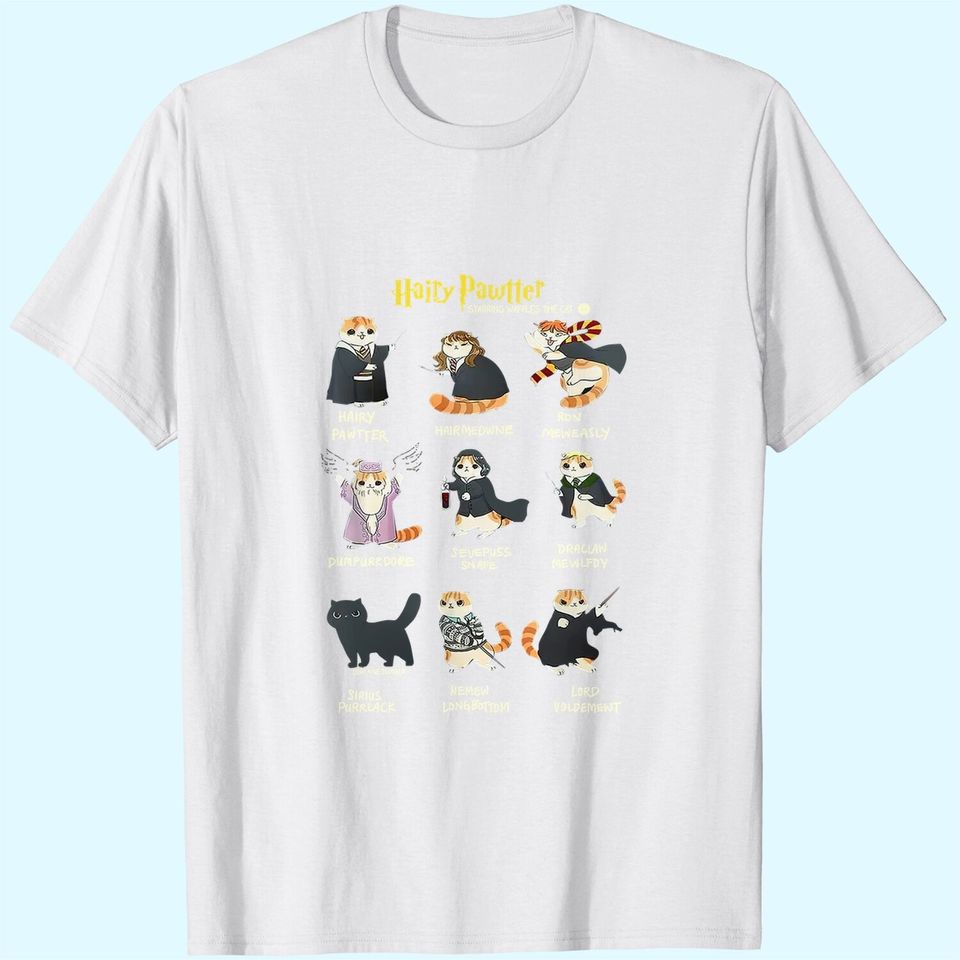 Harry Pawter Cute Cats T Shirt Potter Fan Tee Gift T-Shirt