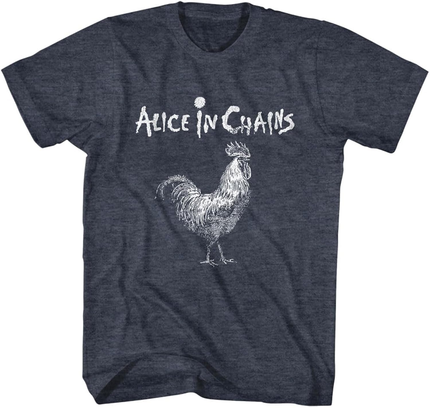 Alice in Chains Logo & Rooster Adult Navy Heather Short Sleeve T Shirt 90s Rock Vintage Style Graphic Tee