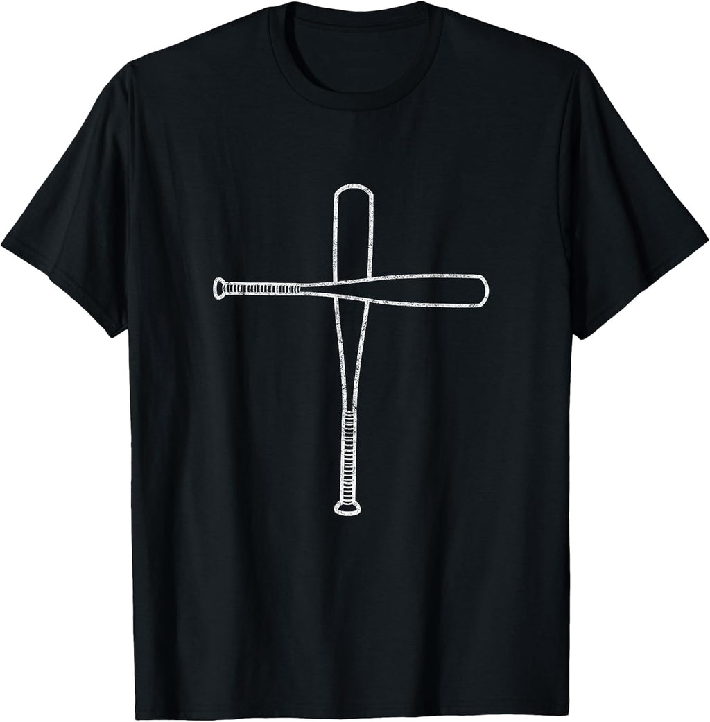 Cross Baseball Bats Christian Faith Sports Coach Pitcher T-Shirt