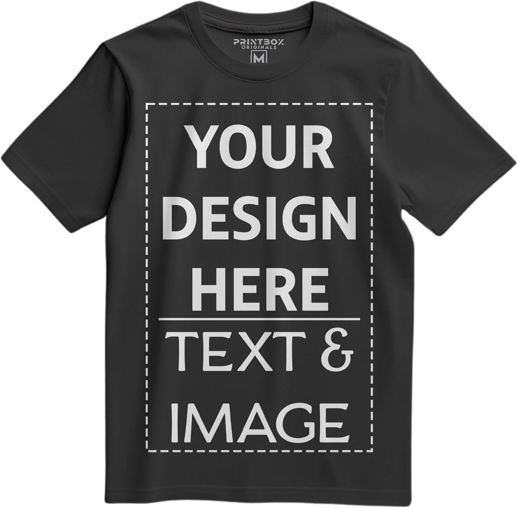 Custom Shirt for Men, Unisex Customized Shirts, Text & Image Front & Back, Top T-Shirt Birthday Graduation Vacation Business Uniform Black