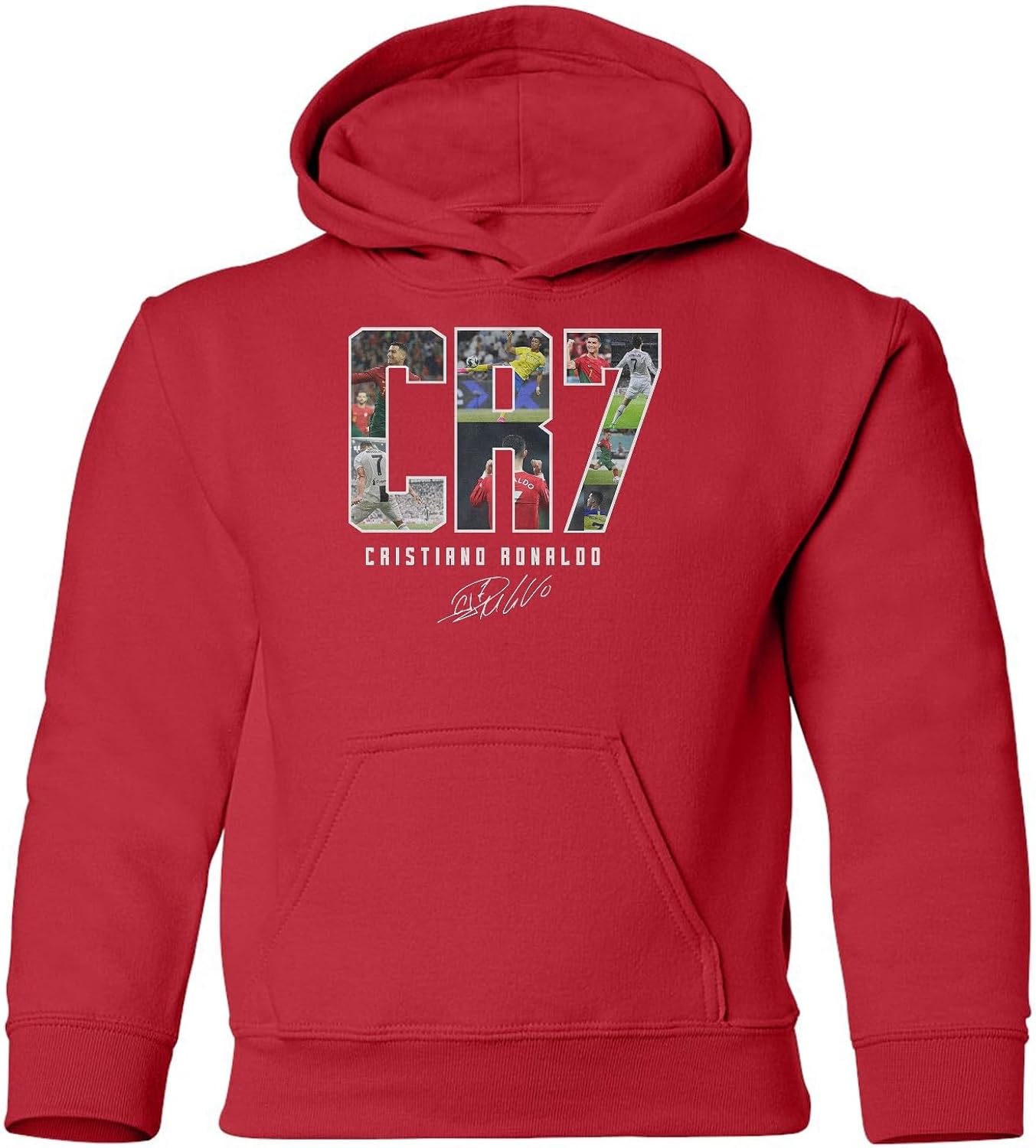 Collage Ronaldo Tribute - Soccer GOAT Youth Hooded Sweatshirt