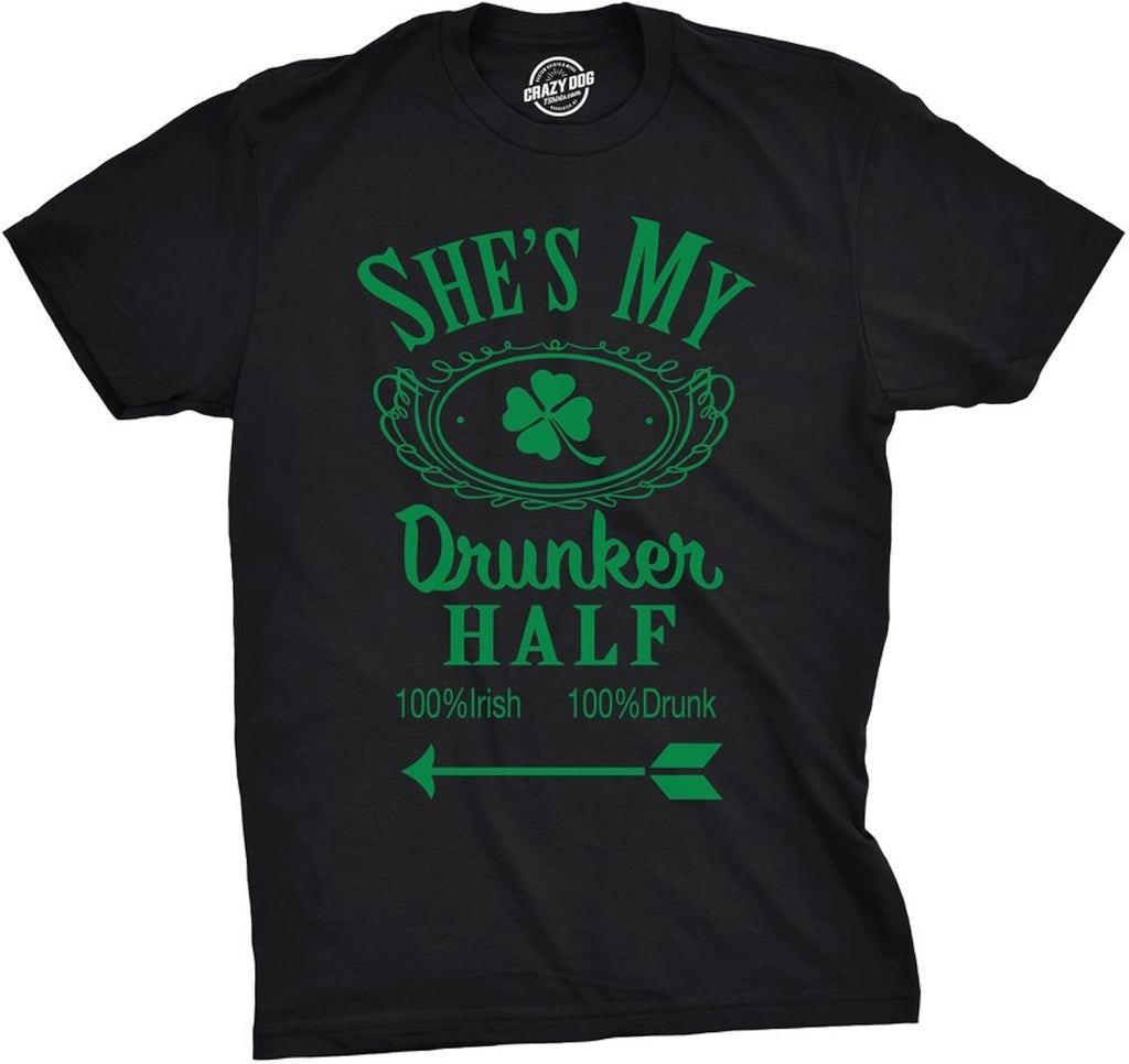 Funny St Patricks Day Couple Shirt – His and Hers Matching Shamrock Tee Irish Pub Crawl Party Outfit