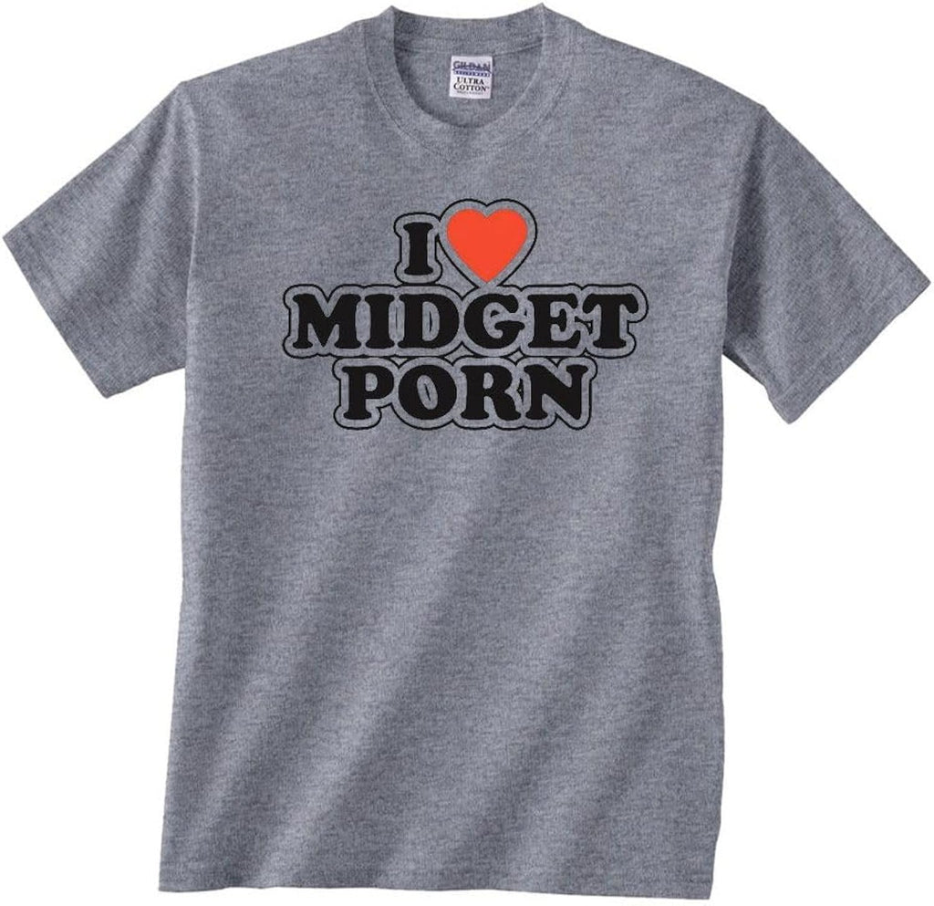 Men's I Love Midget Porn T Shirt - Offensive Inappropriate Shirts for Men or Women, Funny Tshirt Graphic Tee