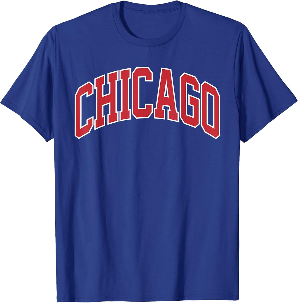 Retro Chicago Throwback Classic Chicago Men Women Red Blue T-Shirt