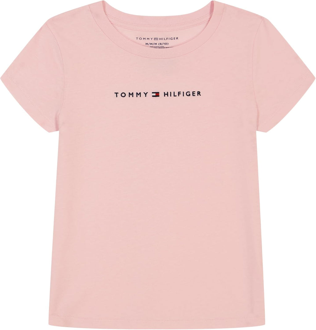 Girls Short Sleeve T-Shirt with Flag Logo, Cotton Blend Tee with Tagless Interior