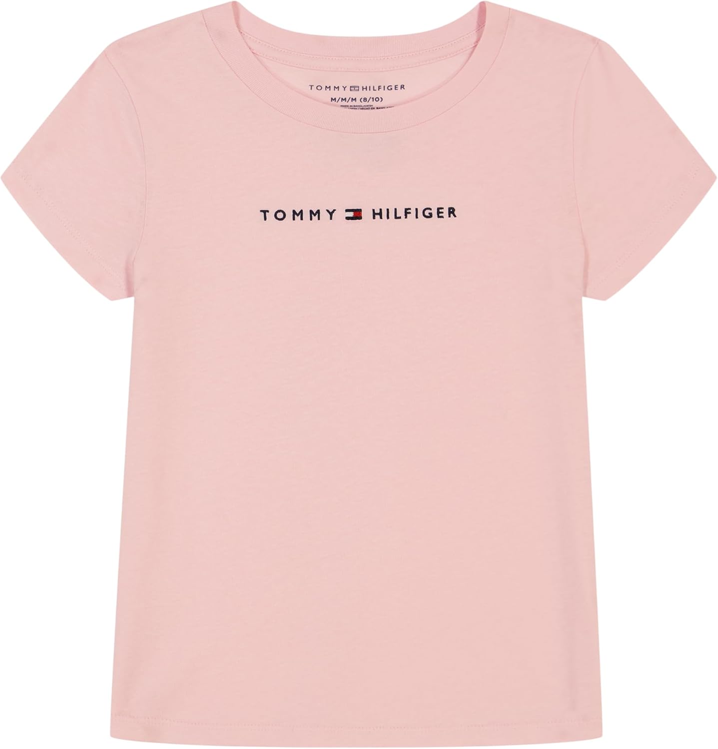 Girls Short Sleeve T-Shirt with Flag Logo, Cotton Blend Tee with Tagless Interior