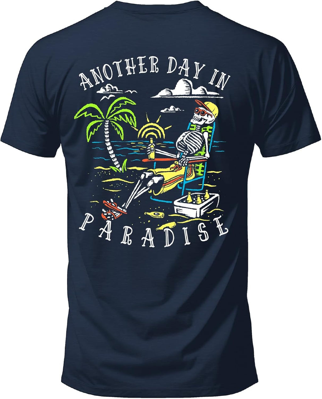 Another Day in Paradise Tropical Beach Graphic T-Shirt, 100% Ringspun Cotton, Classic Fit,Printed in USA