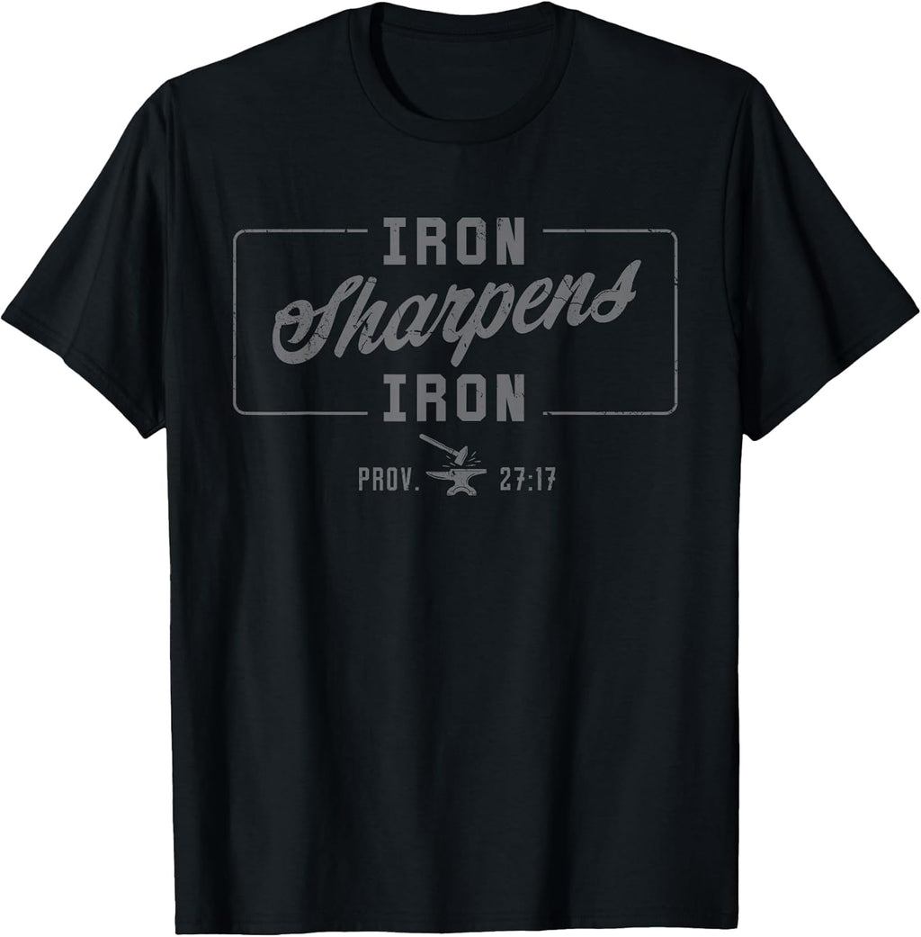 Iron Sharpen's Iron Christian Men Bible Scripture Gym Workout T-Shirt