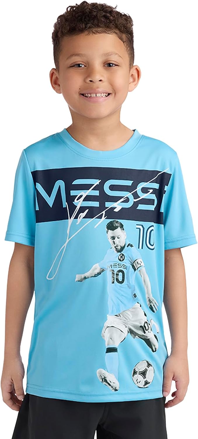 Boys' Lifestyle Short Sleeve Top, Loose-Fit Shirt with Logo, Comfortable, All-Day Wear
