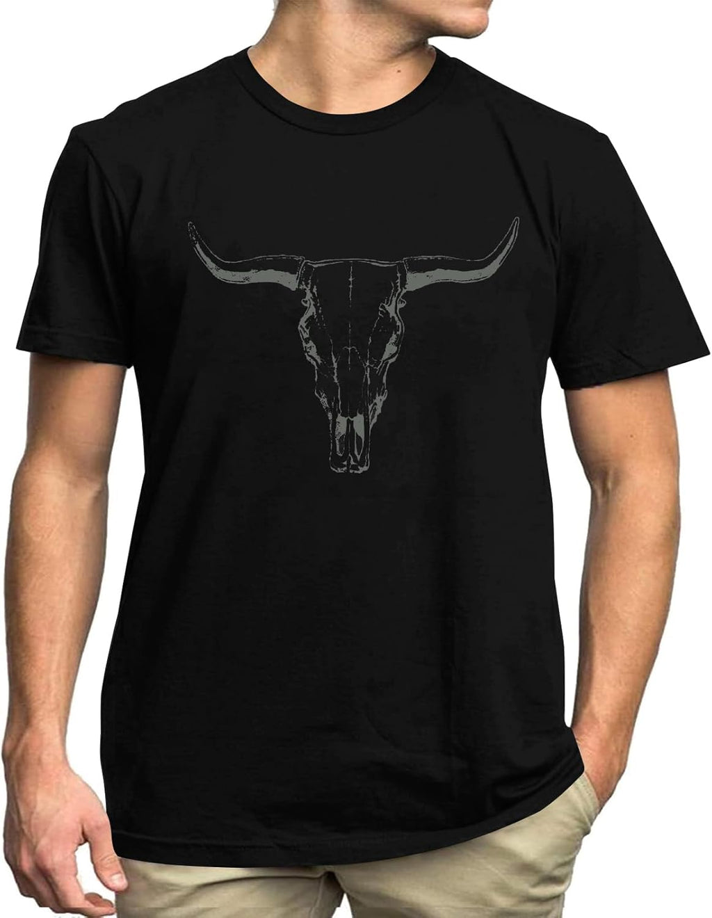 Mens Western Country Cowboy Shirts: Boho Cow Skull Graphic Tees Mens Country Concert Shirts