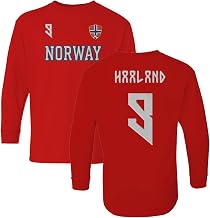 Haaland 9 FAUX EMBROIDERY Norway Soccer 2 Sided YOUTH Long Sleeve T-Shirt