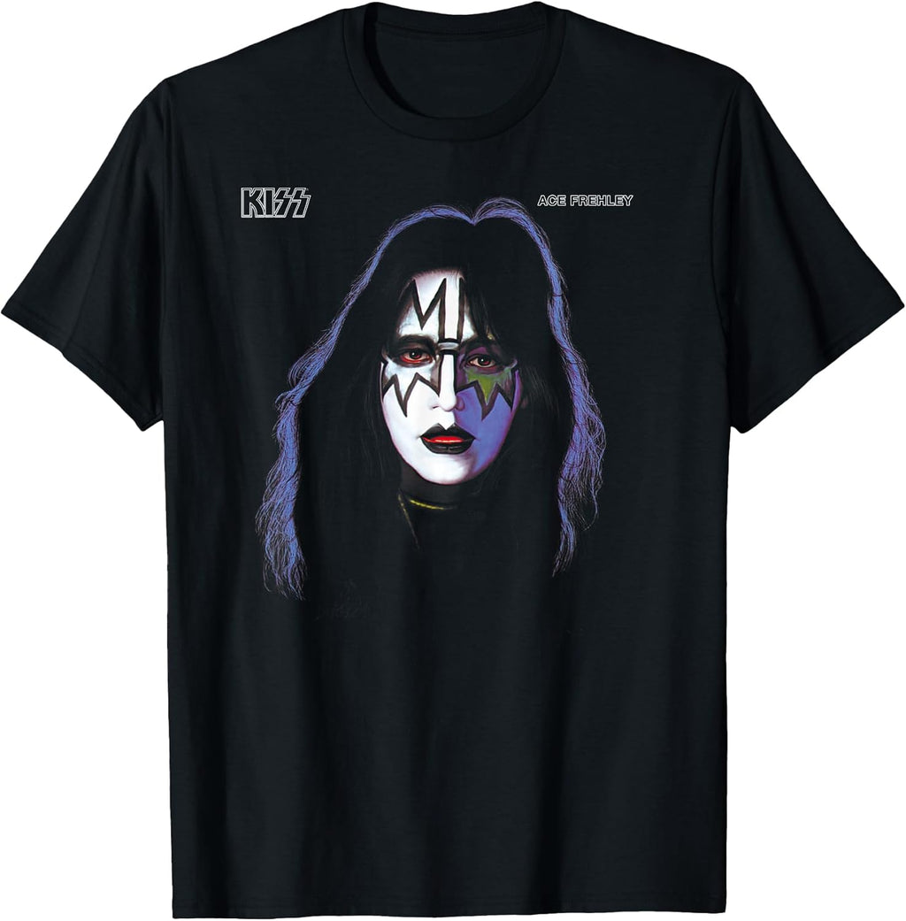 1978 Ace Frehley Unisex-Adults Black Cotton Classic Lightweight Crew Neck Short Sleeve T-Shirt, Small