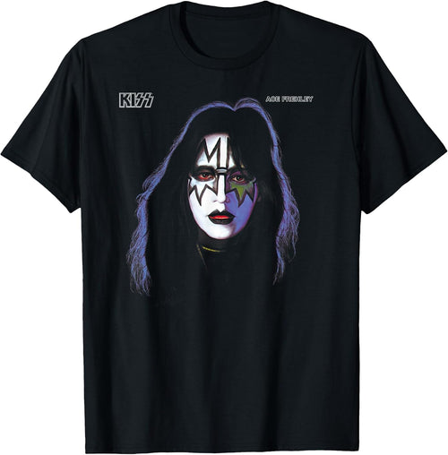 1978 Ace Frehley Unisex-Adults Black Cotton Classic Lightweight Crew Neck Short Sleeve T-Shirt, Small