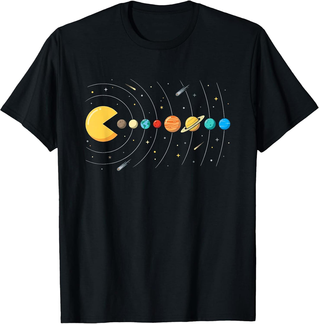 Retro Gaming Planets Space Astronomy Video Game Solar System T-Shirt