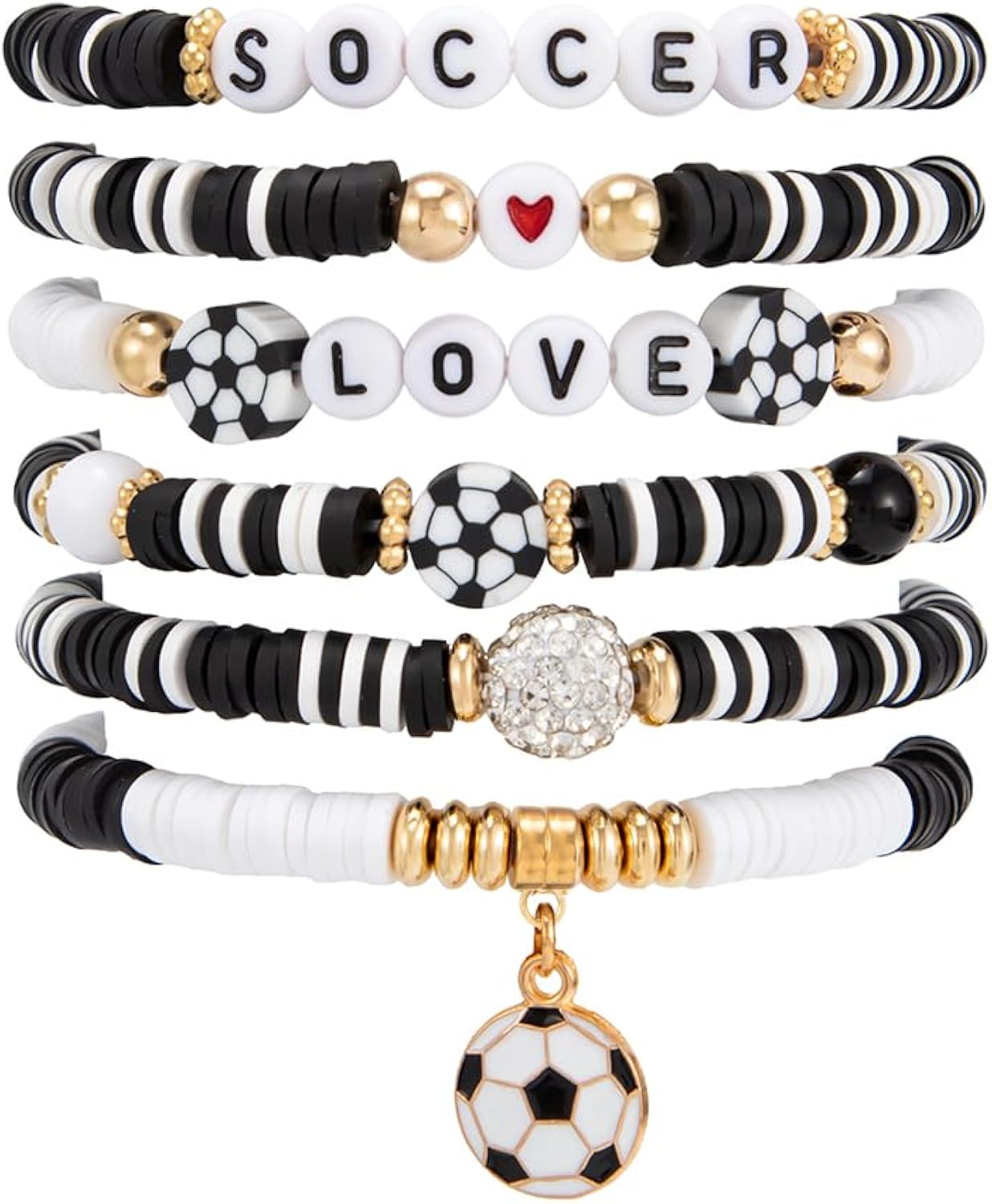 Salircon Soccer Bracelet for Women, 2026 Game Day Clay Friendship Jewelry Stackable Beaded Bracelets for Sports Team Coach Mom Women Men Jewelry Accessories Sports Party Favors