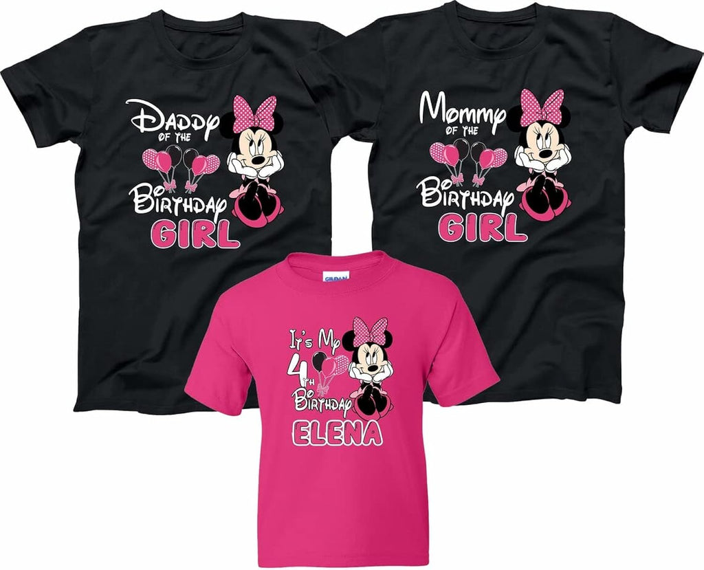 It's My Birthday Girl Minnni Pink Bow Custom Family Birthday Girl Party Matching Cute T-Shirt