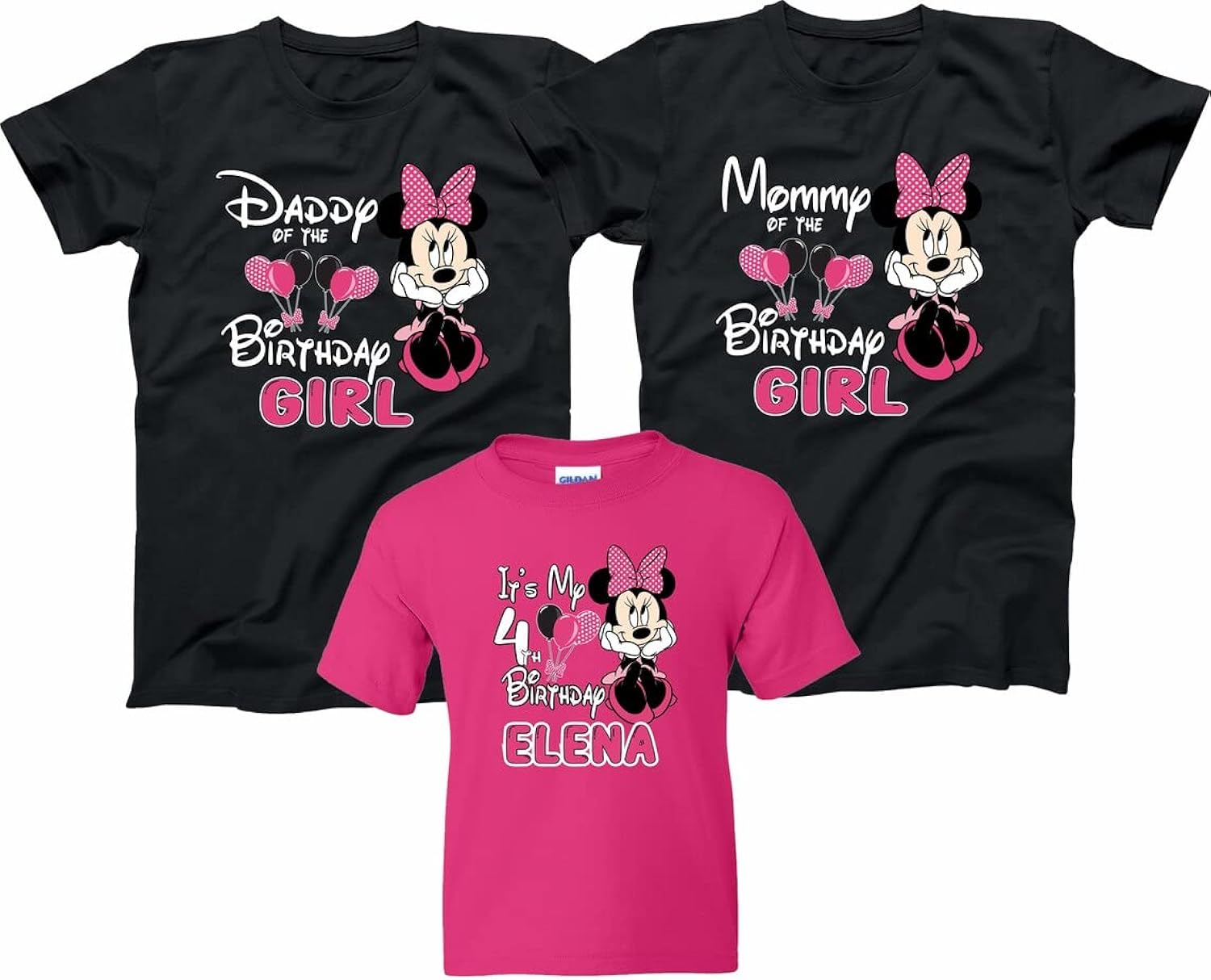 It's My Birthday Girl Minnni Pink Bow Custom Family Birthday Girl Party Matching Cute T-Shirt