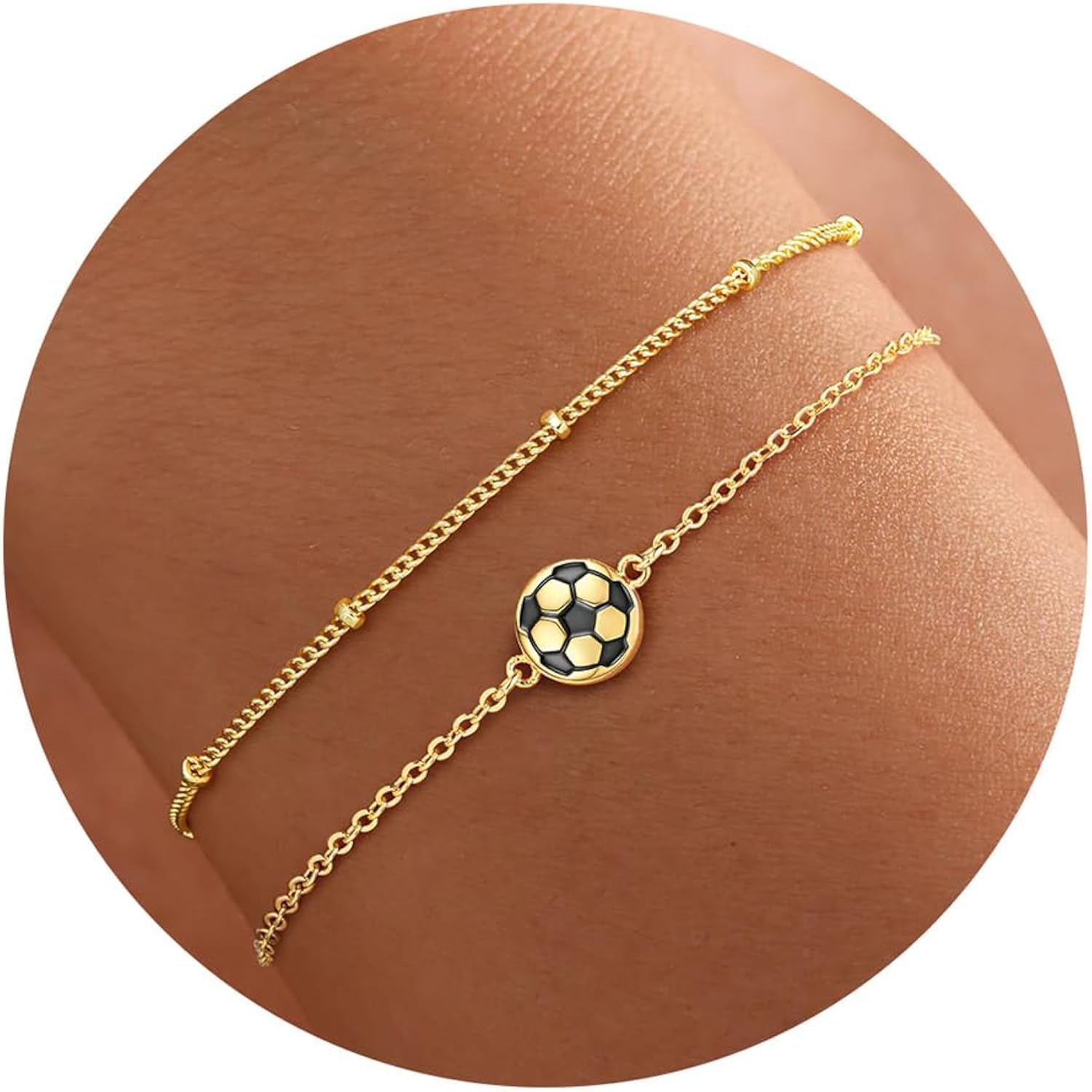 Turandoss World Cup 2026 Competition Ball, Sports Bracelet for Women Girls Gold Plated Soccer Football Basketball Gold Pickleball Volleyball Tennis Baseball Bracelet Gifts for Sports Lovers Fans Teams