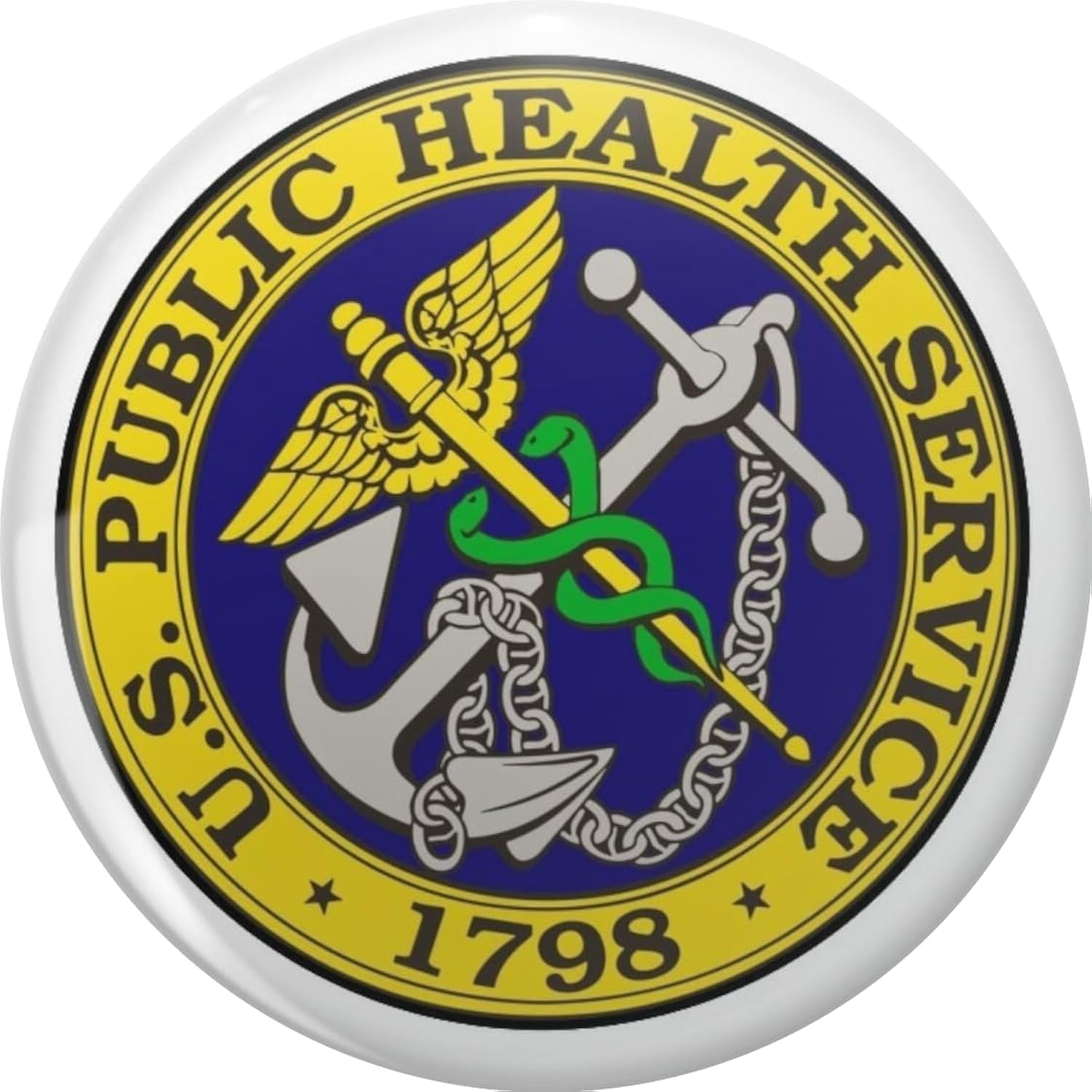 U.S. Public Health Service 1798 Official Seal Emblem Military Medical Corps Pin Lapel Pin Brooch Steel Pins Badge 0.75"