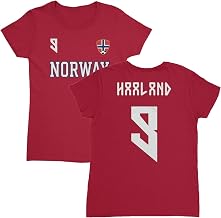 Norway Haaland 9 Inspired Soccer Jersey Style Ladies' Crewneck T-Shirt