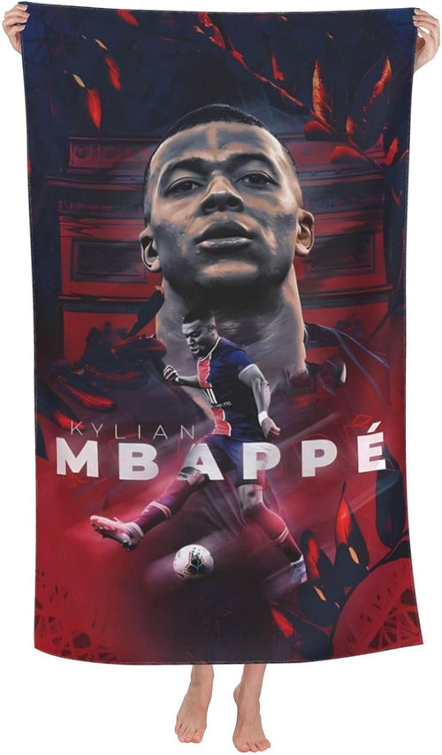 #10 Mbappe #7 Beach Towels Travel Swimming Bath Gym Towel Sandproof Compact Gift for Men Women, White