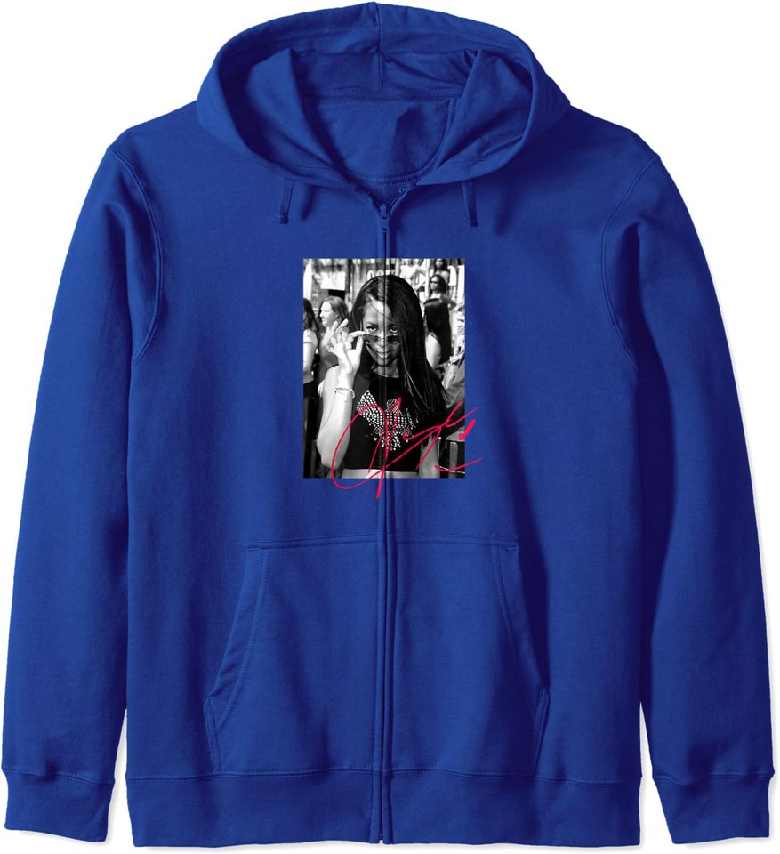 Aaliyah Signature and Quote Zip Hoodie