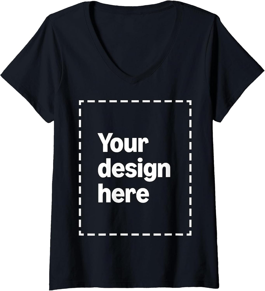 Custom V-Neck T-Shirt with Your Image for Women by Modify by Amazon Merch on Demand
