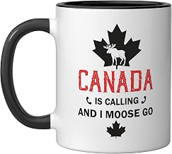 Canada Is Calling And I Moose Go Canadian Flag Maple Leaf Ceramic Mug, Black/White