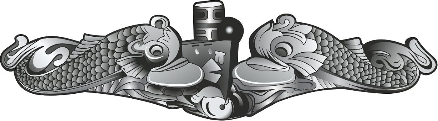 US Navy Enlisted Silver Dolphins Submarine Insignia Decal Sticker 5.5"