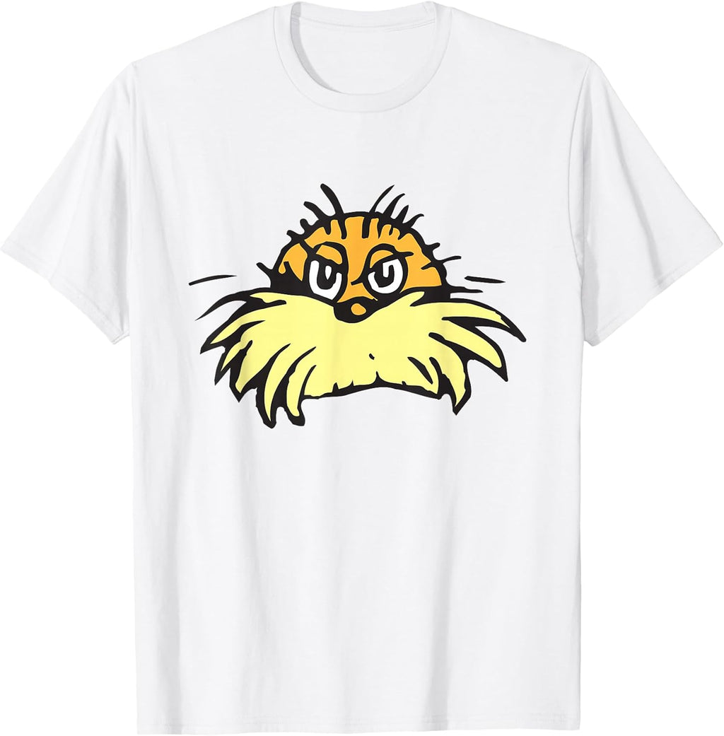 The Lorax Face T-Shirt - Unisex, Blue, Small, Short Sleeve, Cotton Blend, Classic Fit, Crew Neck