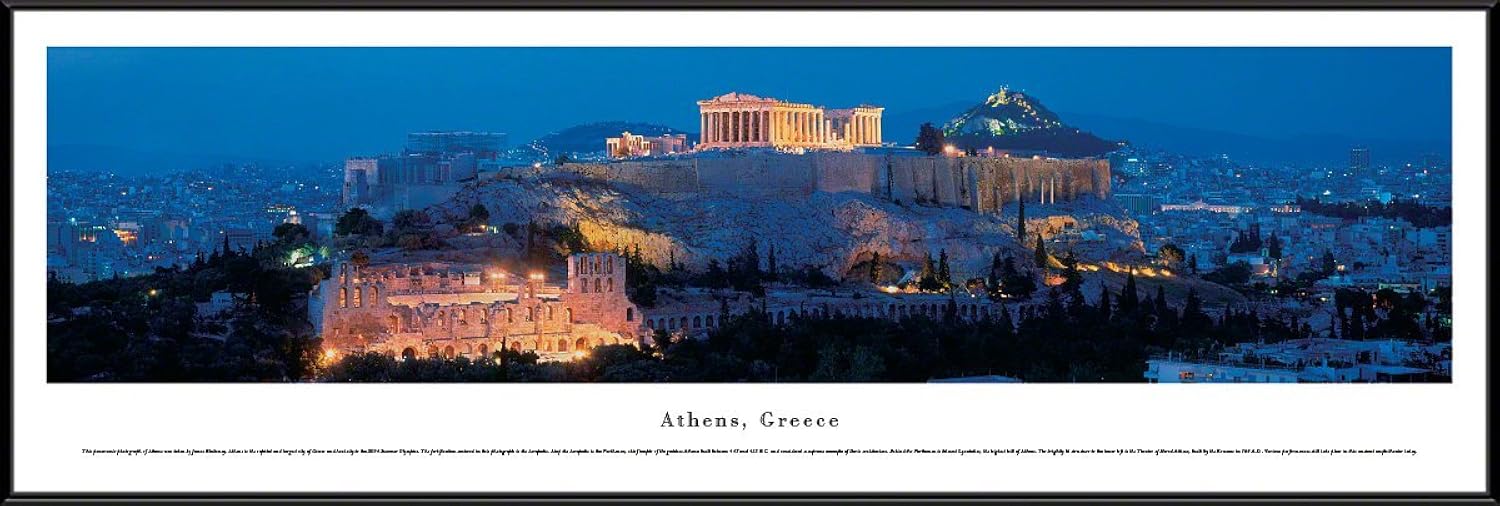 Athens, Greece - Blakeway Panoramas Skyline Posters with Standard Frame