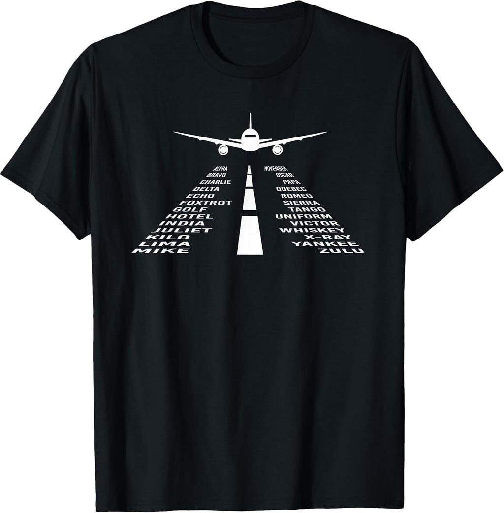 Phonetic Alphabet T-Shirt - Unisex Adult, Black, Short Sleeve, Small, Classic Fit
