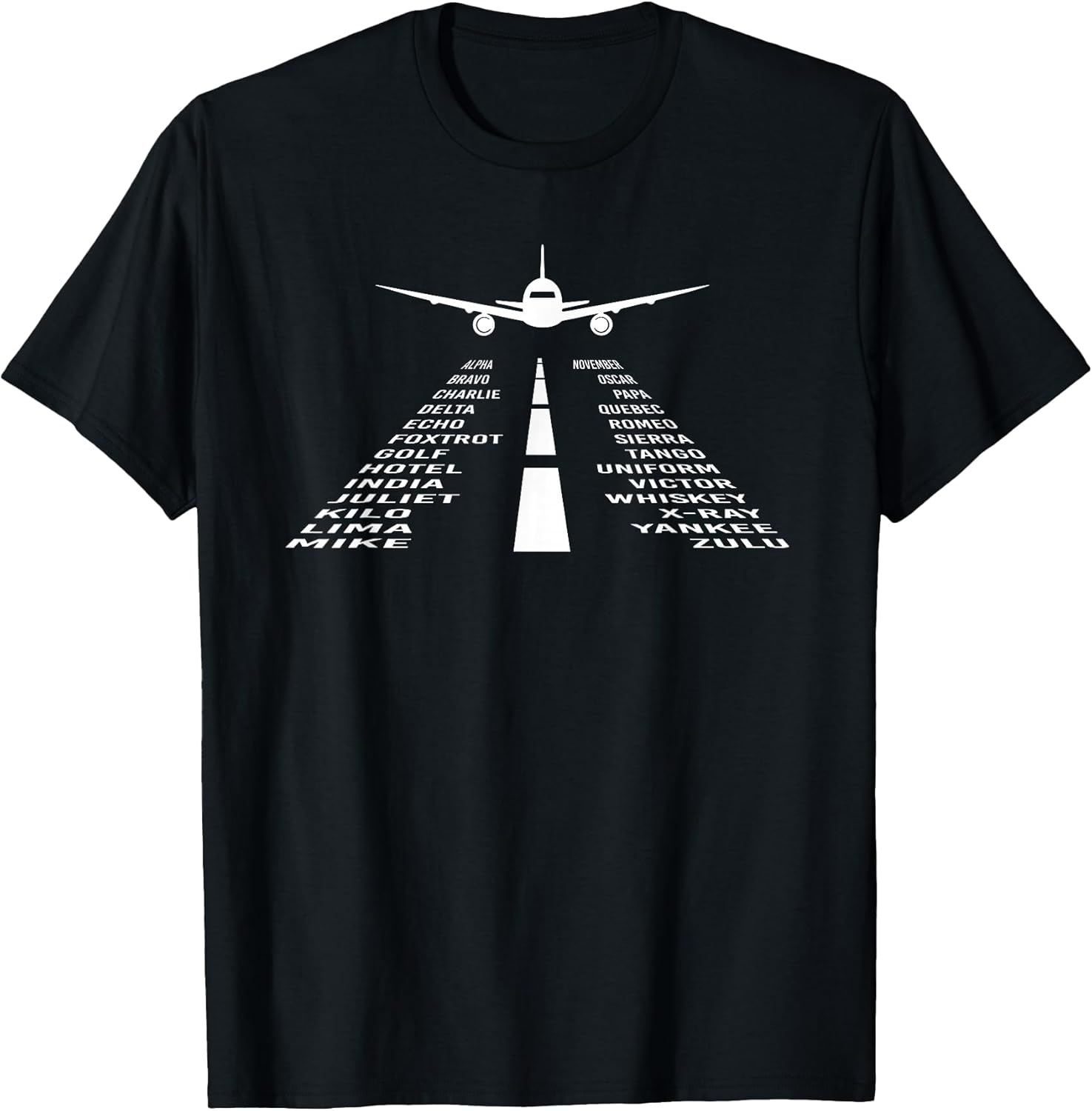 Phonetic Alphabet T-Shirt - Unisex Adult, Black, Short Sleeve, Small, Classic Fit