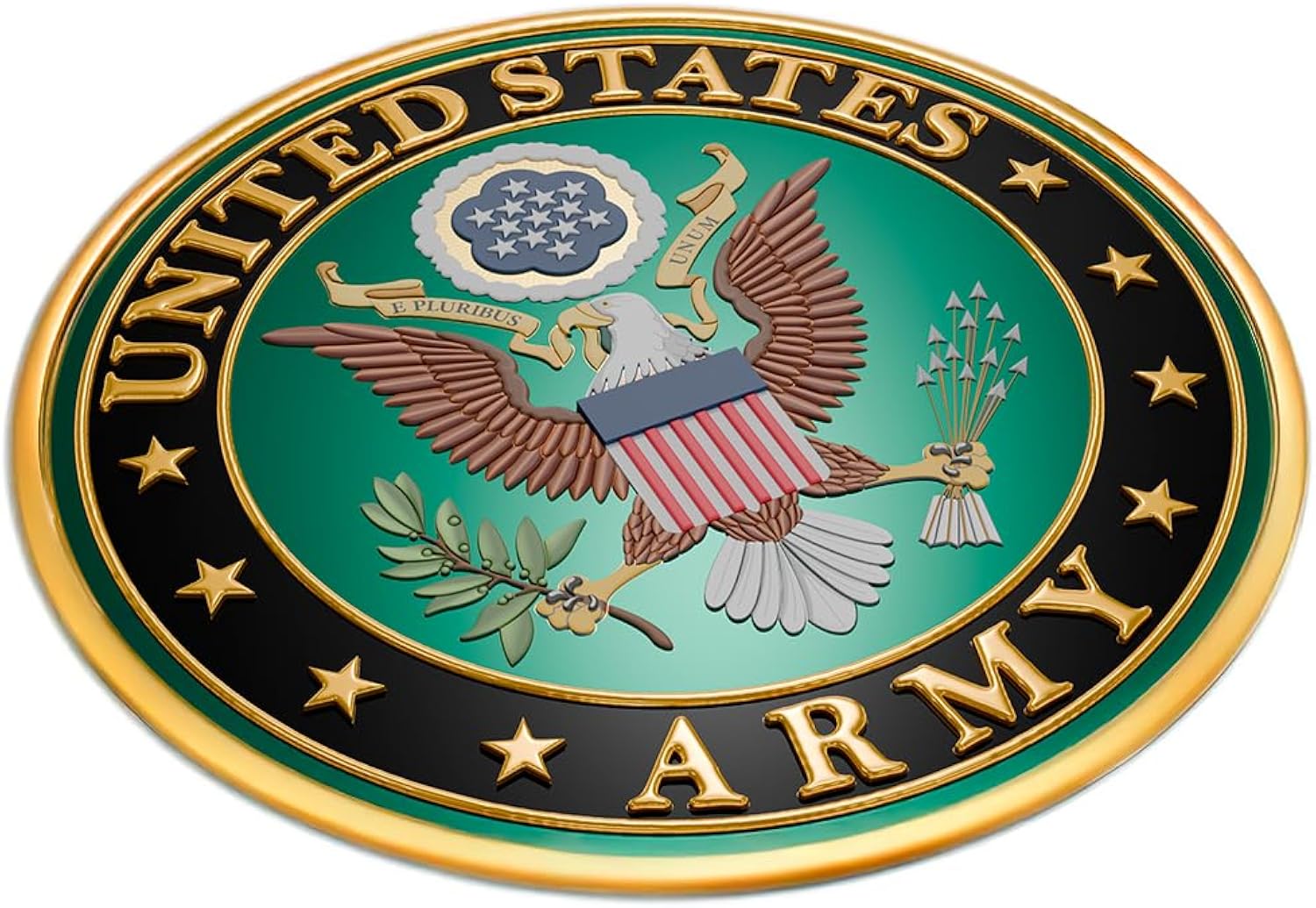 Official United States Army Seal 3D Sticker: Raised 3D Car Decals, Waterproof Military Bumper Stickers, Patriotic US Army Emblem for Trucks & Laptops (7" Green & Gold)