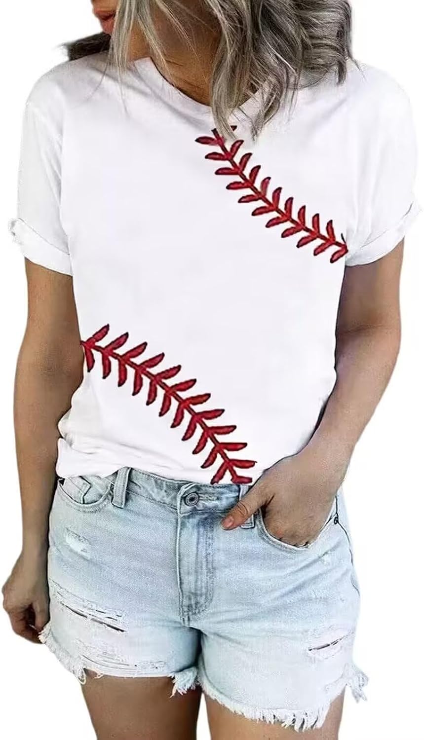 Baseball T Shirts for Women Baseball Mom Tshirt Softball Graphic Tee Tops Game Day Gifts Casual Short Sleeve Tops